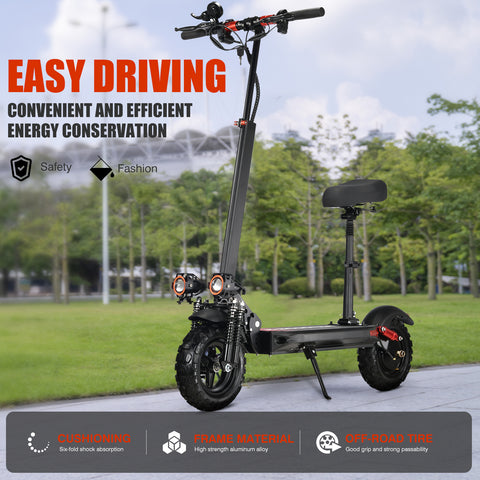 11 Inch Off-Road Electric Scooter for Adults – Foldable IPX5 E-Scooter with Seat 11 Inch Off-Road Electric Scooter for Adults – Foldable IPX5 E-Scooter with Seat