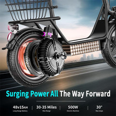 500W Foldable Electric Scooter – Aluminum Alloy Frame Adult E-Scooter