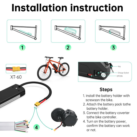 Electric Bicycle Battery 13Ah 48V Lithium Rechargeable 30A BMS with 2A Charger for 1000w Electric Bicycle Battery 13Ah 48V Lithium Rechargeable 30A BMS with 2A Charger for 1000w