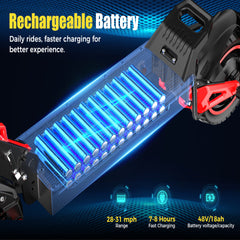 48V 18Ah Off-Road Electric Scooter – 10 Inch Fat Tire Dual Suspension