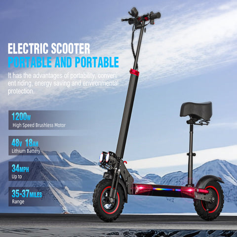 11 Inch Off-Road Electric Scooter for Adults – Foldable IPX5 E-Scooter with Seat 11 Inch Off-Road Electric Scooter for Adults – Foldable IPX5 E-Scooter with Seat