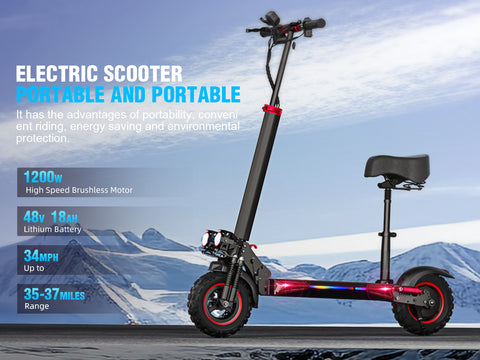 1200W Foldable Electric Scooter for Adults – 48V Dual Suspension Off-Road E-Scooter, 11-Inch Tires 1200W Foldable Electric Scooter for Adults – 48V Dual Suspension Off-Road E-Scooter, 11-Inch Tires