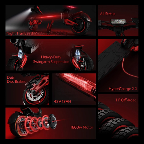 11" 1600W Electric Scooter for Adults – Foldable, 18Ah Battery 11" 1600W Electric Scooter for Adults – Foldable, 18Ah Battery