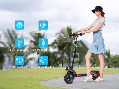1200W Foldable Electric Scooter for Adults – 48V Dual Suspension Off-Road E-Scooter, 11-Inch Tires 1200W Foldable Electric Scooter for Adults – 48V Dual Suspension Off-Road E-Scooter, 11-Inch Tires