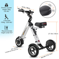 250W 3-Wheel Electric Tricycle – Foldable Mobility Scooter for Adults