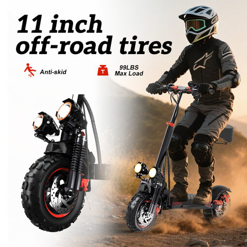11 Inch Off-Road Electric Scooter for Adults – Foldable IPX5 E-Scooter with Seat 11 Inch Off-Road Electric Scooter for Adults – Foldable IPX5 E-Scooter with Seat