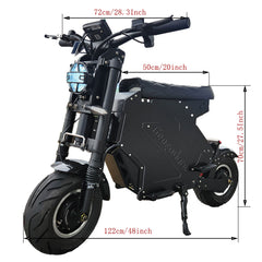 10000W Off-Road Electric Scooter – Dual 5000W Motors, 72V 50Ah, 14" Tires