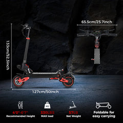 48V 1600W Street Legal Electric Scooter – 10 Inch Waterproof Adult E-Scooter
