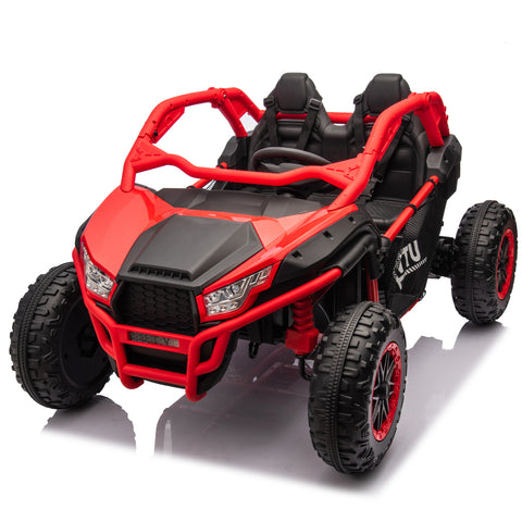 24V Two-seater Kids Ride on Scooter W/Parents Control,20in Seat Width,400W,Four-wheel Suspension,Bluetooth,MP3,3.73-4.97MPH
