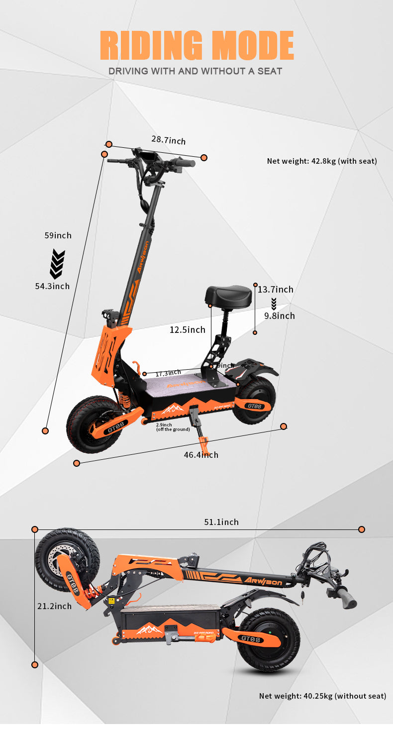 Dual Motor 11-Inch Off-Road Electric Scooter – 70KM/H Top Speed, 65KM Range, Foldable Design