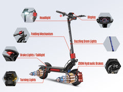 Raptor Dual 250W Motor Electric Scooter – 60V, 11" Foldable Design