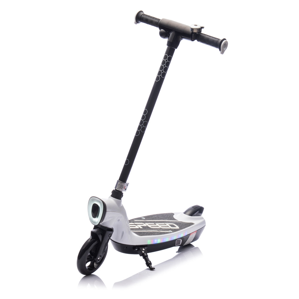 Electric Scooter with LED Lights – Rear Brake, Kickstand, Up to 6.8 MPH