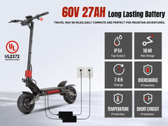 60V Dual Motor Electric Scooter for Adults – 11-Inch Foldable Brushless E-Scooter, 150KG Load