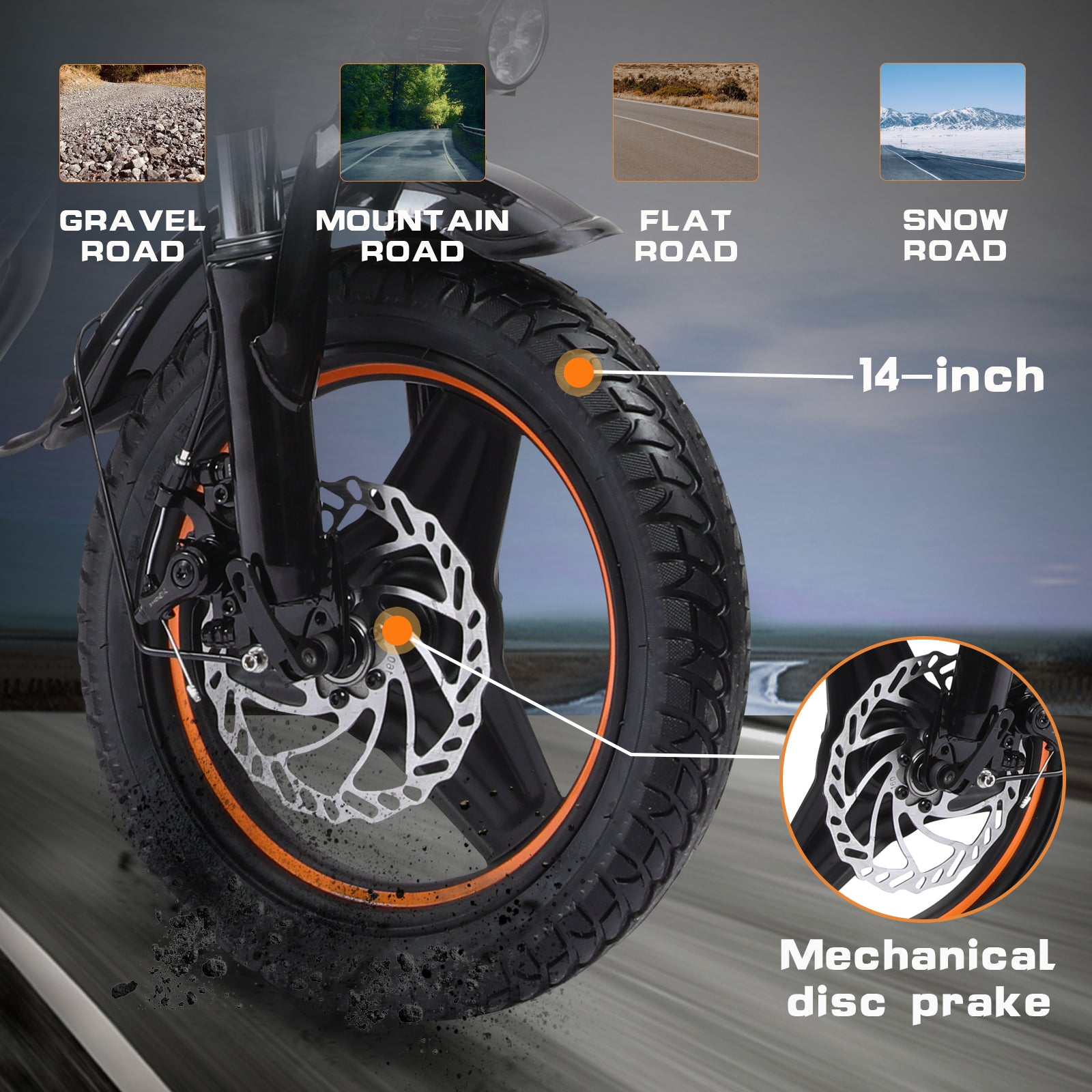 750W Electric Scooter with Seat – 14 Inch Tires Heavy Load Adult E-Scooter