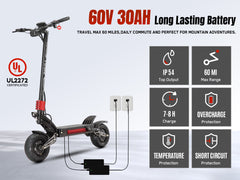 Raptor Dual 250W Motor Electric Scooter – 60V, 11" Foldable Design