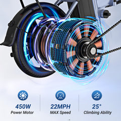 500W 48V Folding Electric Bike – 14 Inch 15.6Ah Mini Commuter Ebike